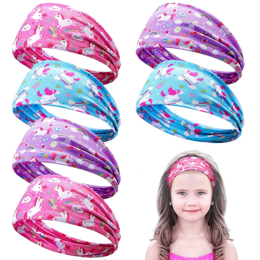MAYCREATE® 6Pcs Unicorn Sweat Headbands for Girls Fashion Cartoon Sport Bands MAYCREATE® 6Pcs Unicorn Sweat Headbands for Girls Fashion Cartoon Sport Bands